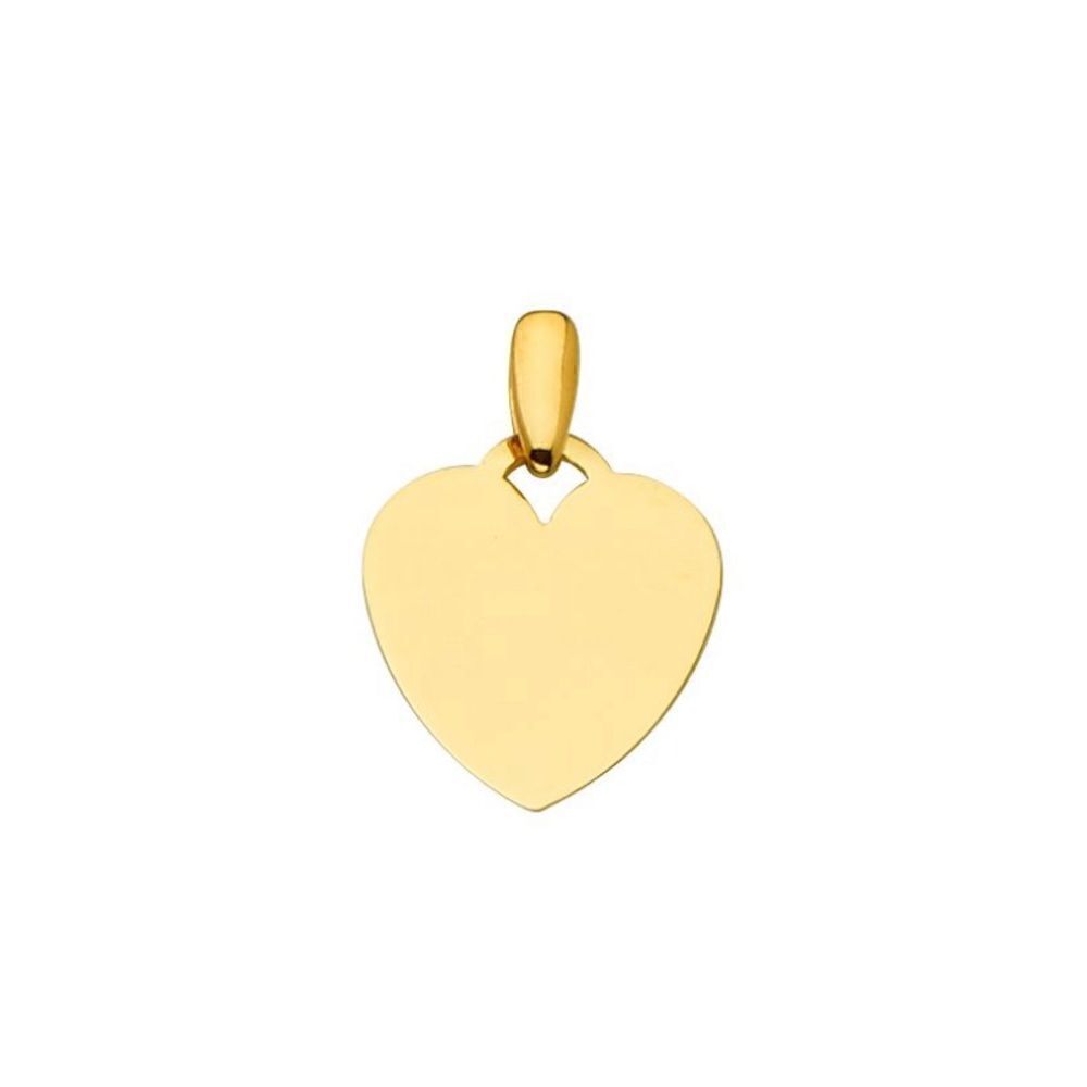 Engravable heart Disc Charm | 14K solid Yellow Gold pendant | Perfect Gift |
